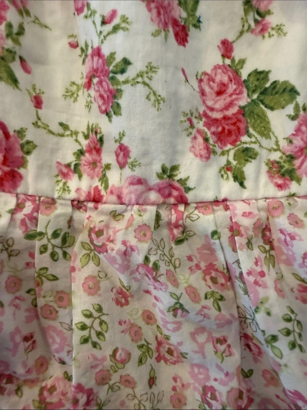 LoveShackFancy White and Pink Floral Tiered Dress for Girls